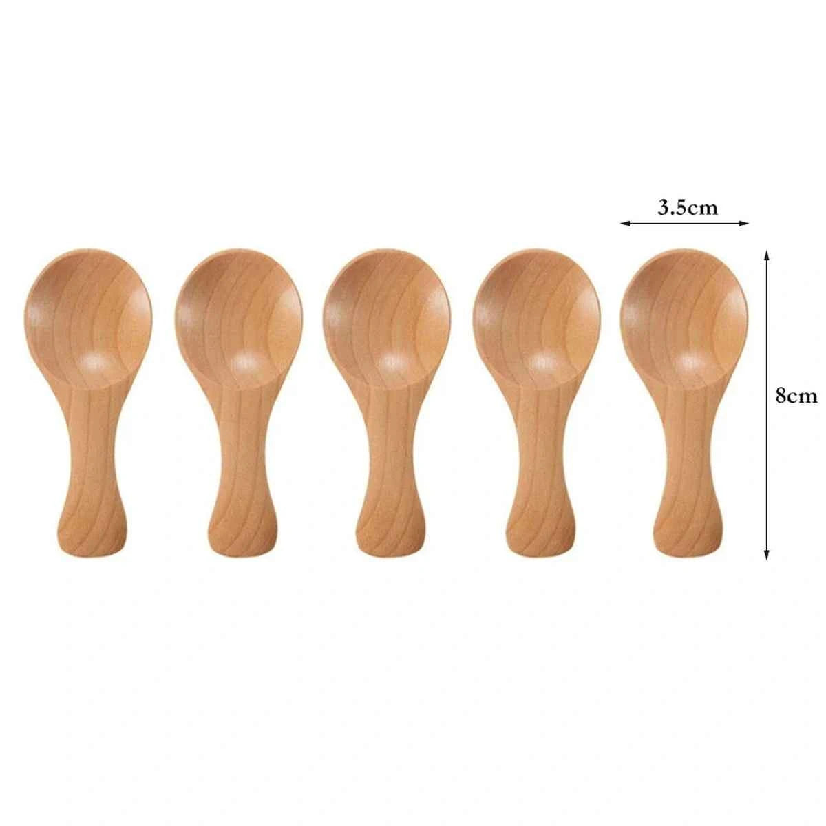 Schéma technique montrant les dimensions d'une mini cuillère en bois : 8 cm de hauteur totale et 3,5 cm de largeur pour la tête de la cuillère