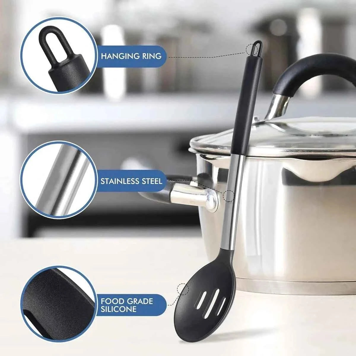 étail de la tête en silicone noir antiadhésif résistant à la chaleur pour protéger les poêle